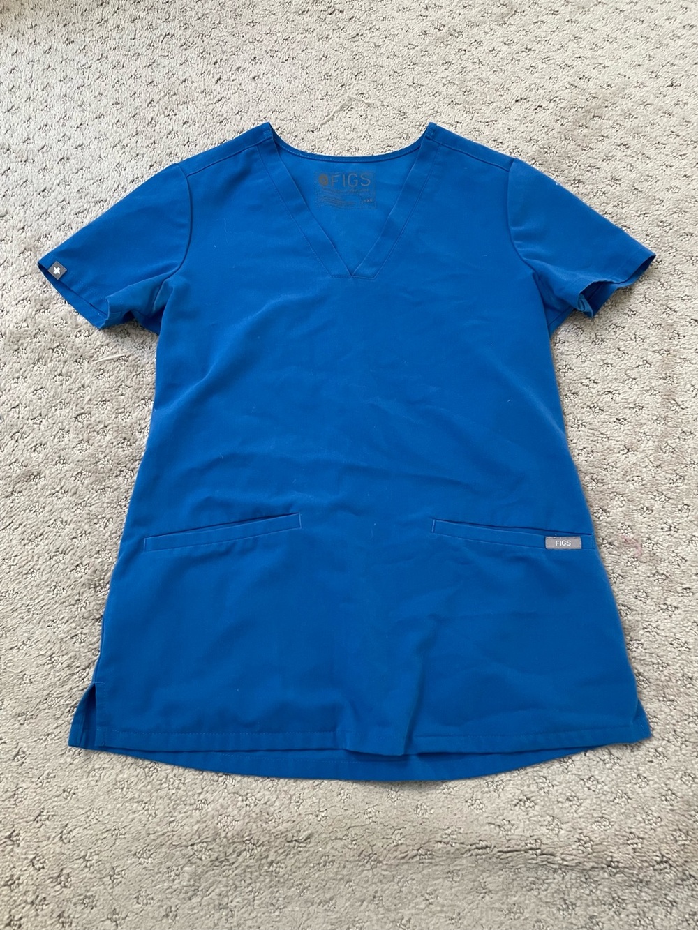 Figs Blue V-Neck Medical Scrub Top